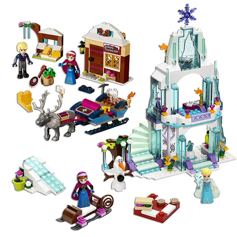 

Girl Princess Serie Elsa Magical Ice Castle Set Educational Building Blocks Bricks Toy for kids Compatible legoed Friends