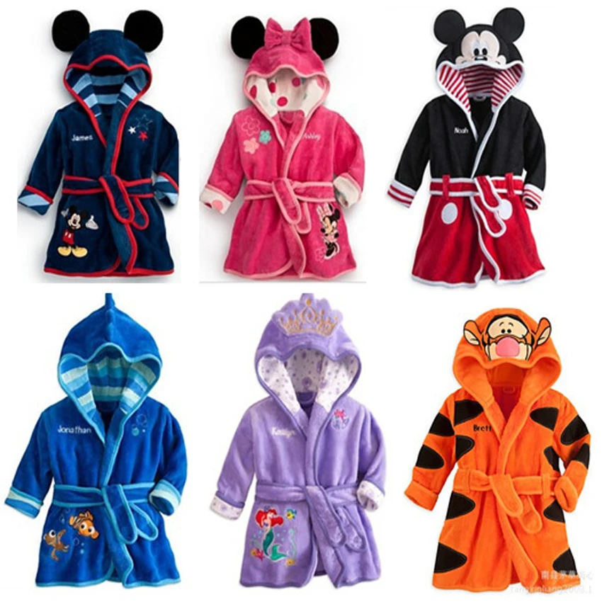 Robes Children's Boy Sleepwear Home Cartoon Animal Flannel All Season Pajamas Clothing Girls Sleepwear Bathrobe Kid Baby Robes