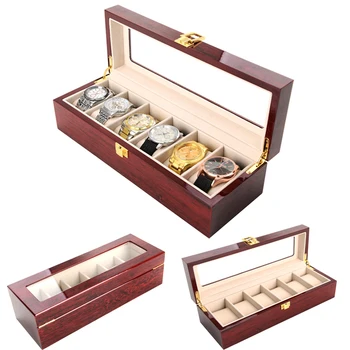 

6 Grids wooden Watch Case Box Casing for Hours Sheath for Hours Box for hours Watch