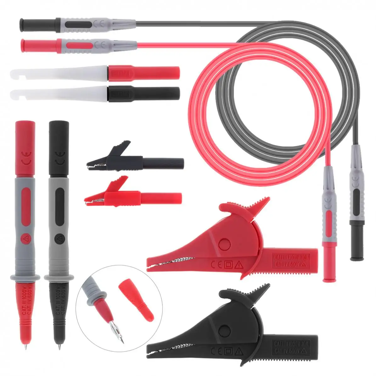 

Universal 10 in 1 PVC 90CM Multi-function Multimeter Digital Meter Stick Test Kit with 2 Styles Alligator Clips / Probe Hook