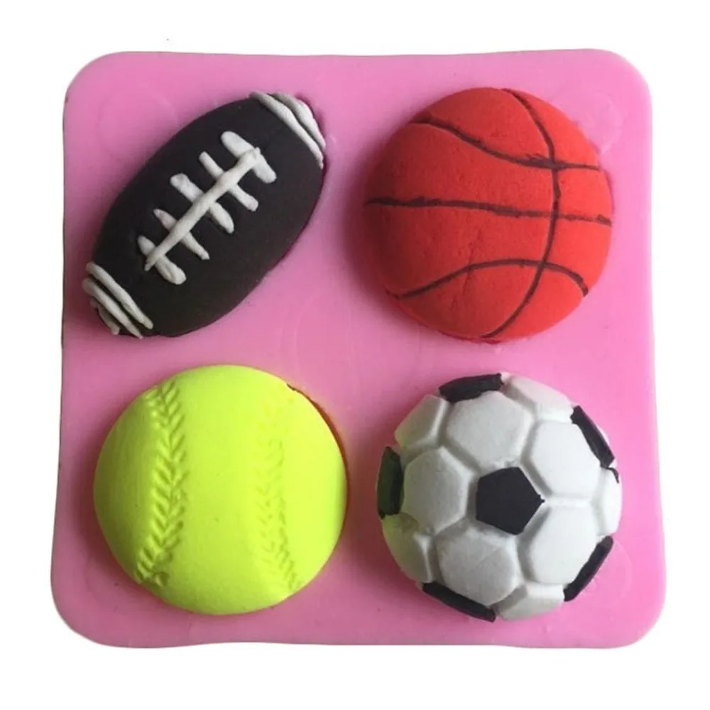 

Football basketball tennis fondant silicone mold for kitchen chocolate pastry candy Clay making cupcake decoration tools
