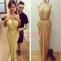2014 Hot Party Dress Deep V Neck Backless Pleated Spandex Long Evening Dress Mermaid Prom Gown Dress EV0083