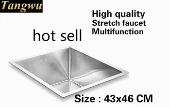Buy Free Shipping Home Balcony Vogue Stretch Faucet Do The Dishes Kitchen Manual Sink Single Trough 304 Stainless Steel 430x460 MM