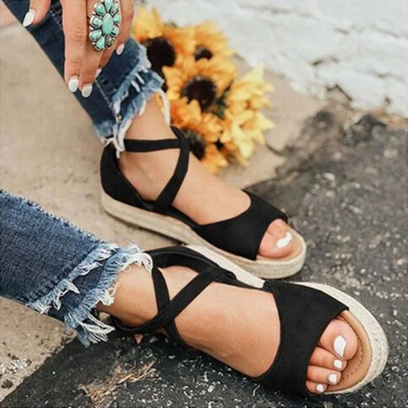 

Puimentiua Women Sandals Gladiator Peep Toe Buckle Design Roman Sandals Women Flat Shoes Summer Beach Ladies Shoes Sandals #New