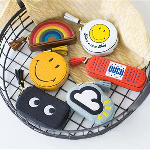 

New Smiley face Cartoon Women's Purse Ladies Day Clutches Coin Purses Fringe Vintage Purse for Coins Women Wallet Pouch 15