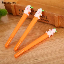 

2PCS Kawaii Rabbit Radish Gel Pen 0.5mm Black Signature Pen Children'S School Office Stationery Gift Prize 2 Colors Optional