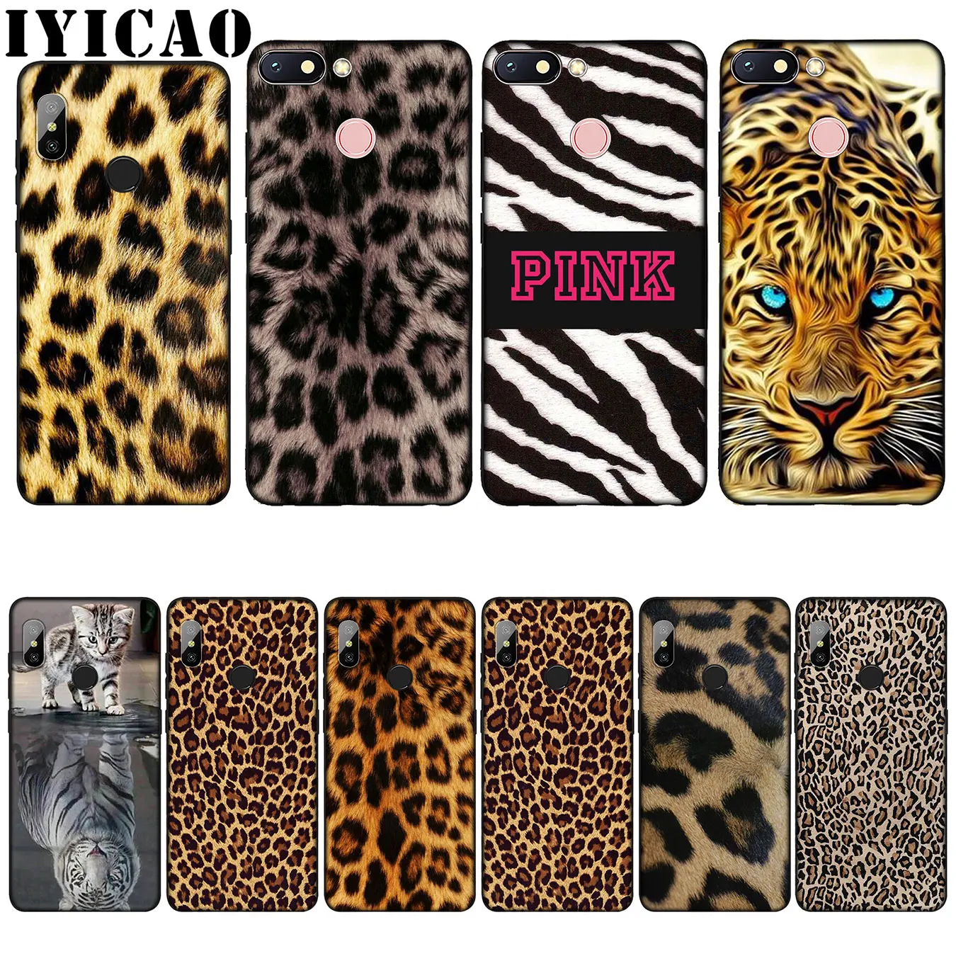

IYICAO Tiger Leopard Coque Silicone Soft Case for Xiaomi Redmi 6A 5A Note 8 7 4 4X 5 Plus 6 Pro Black TPU Cover
