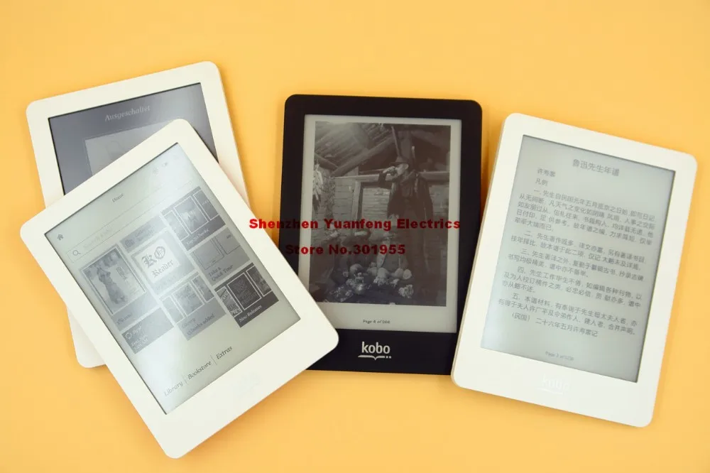 Электронная книга, электронная книга Kobo Glo N613, сенсорный экран, e-ink, 6 дюймов, 1024x768, 2 Гб, Wi-Fi, для чтения книг, фронтальная подсветка