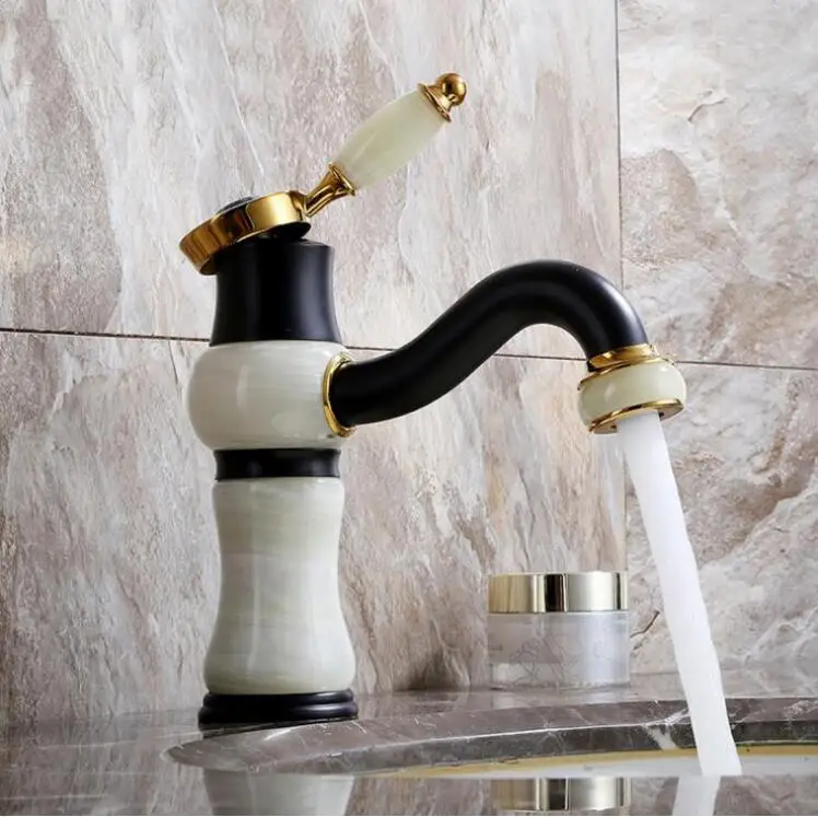 

New arrival jade and brass faucet ORB finished bathroom basin faucet,Luxury sink tap basin mixer High Quality water tap