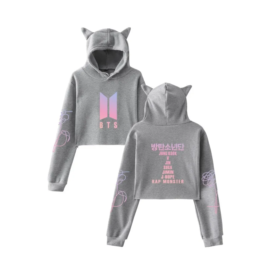 

Bulletproof Youth League BTS Spring Sweatshirt Print Love Yourself and Answer Word Cute Wind Cat Ears Umbrella Hoodie For Women