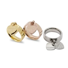 Size 6-10 Luxury Famous Brand New Female Love Ring Tag Charm Double Peach Heart Ring For Women Anillo Bijoux Fine Jewelry