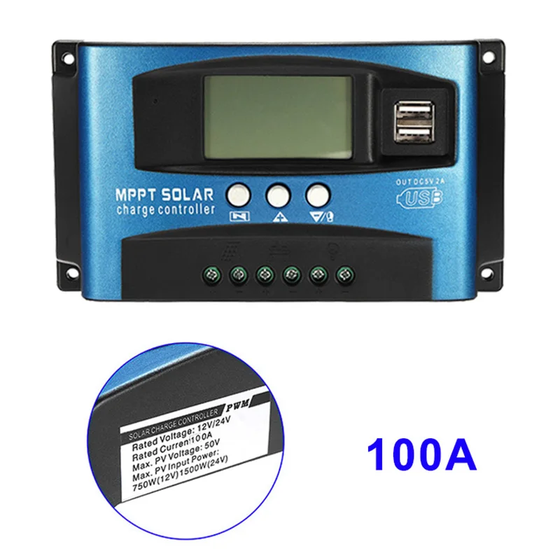 

40A-100A MPPT Solar Panel Regulator Charge Controller 12V/24V Auto Focus Tracking Device QP2