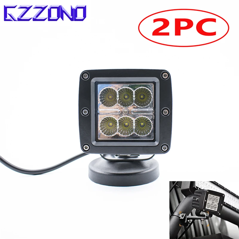

2PC 12V24V 18W LED Car Work Light Beam Square LED Fog Light Lamp For Truck Motorcycle 4x4 engineering vehicles Car SUV ATV