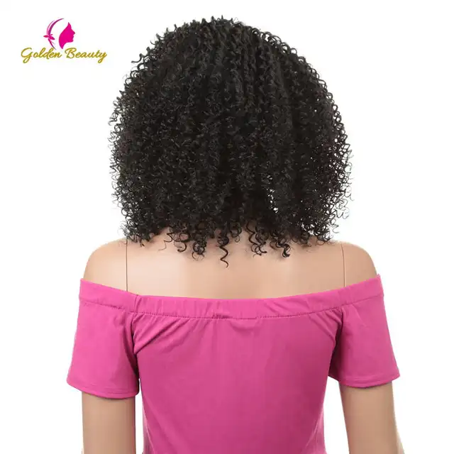 Golden Beauty 14inch Kinky Curly Synthetic Lace Front Wig Short