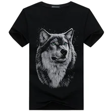 Hot Sale New Summer Shirt Men Tshirt 3D Wolf Cotton Short Sleeve Loose Large Plus Size