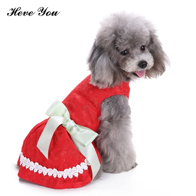 Heve You Dress Christmas Dog Clothing Ladylike Pet Cats Skirt Dog