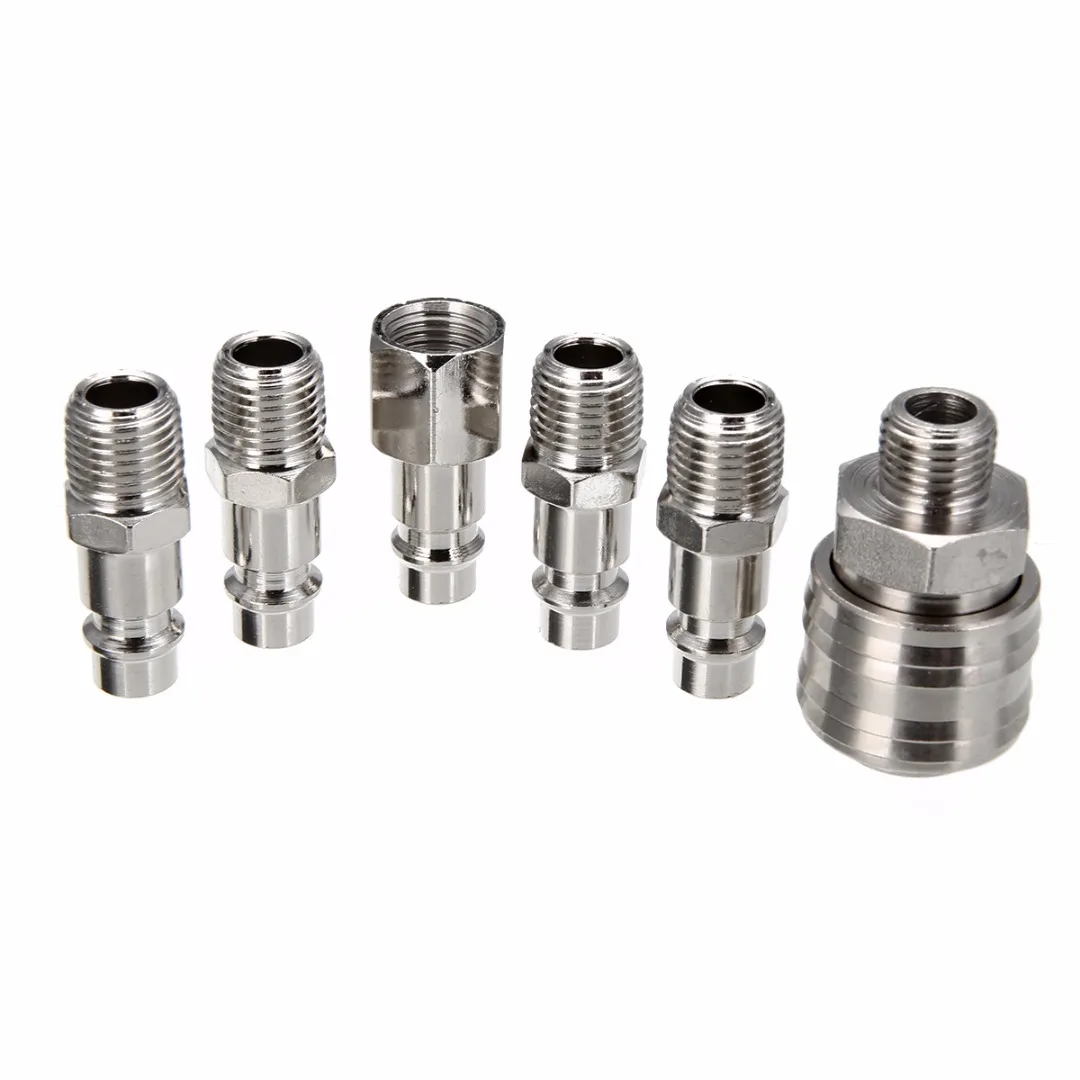6pcs/set German-style Air Line Hose Compressor Connector Quick Coupler Set 1/4" BSP For Home Tool Accessories
