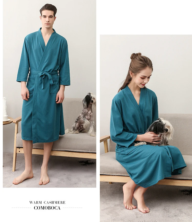 Men Woman Bathrobe Dressing Gown Plus Size M XL XXXL Lovers Summer Male Female Lounge Robes Nightgowns Couple Autumn Robe       78