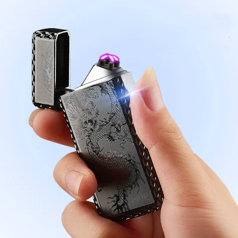 Hot Sale Dragon USB Charging Lighter Electric Double Arc Plasma Eletronic Windproof cigarettes cigar Smoking Lighters | Дом и сад