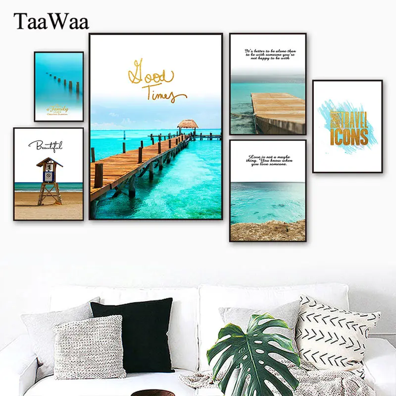 

Sea Landscape Canvas Poster Painting Minimalist Quotes Wall Art Prints Nordic Modren Decorative Pictures Home Living Room Decor
