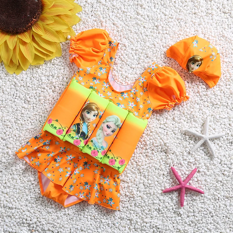 Детский купальный костюм для девочек с защитой от солнца, плавучий купальник, 1 предмет, купальный костюм, детское купальное платье, купальный костюм