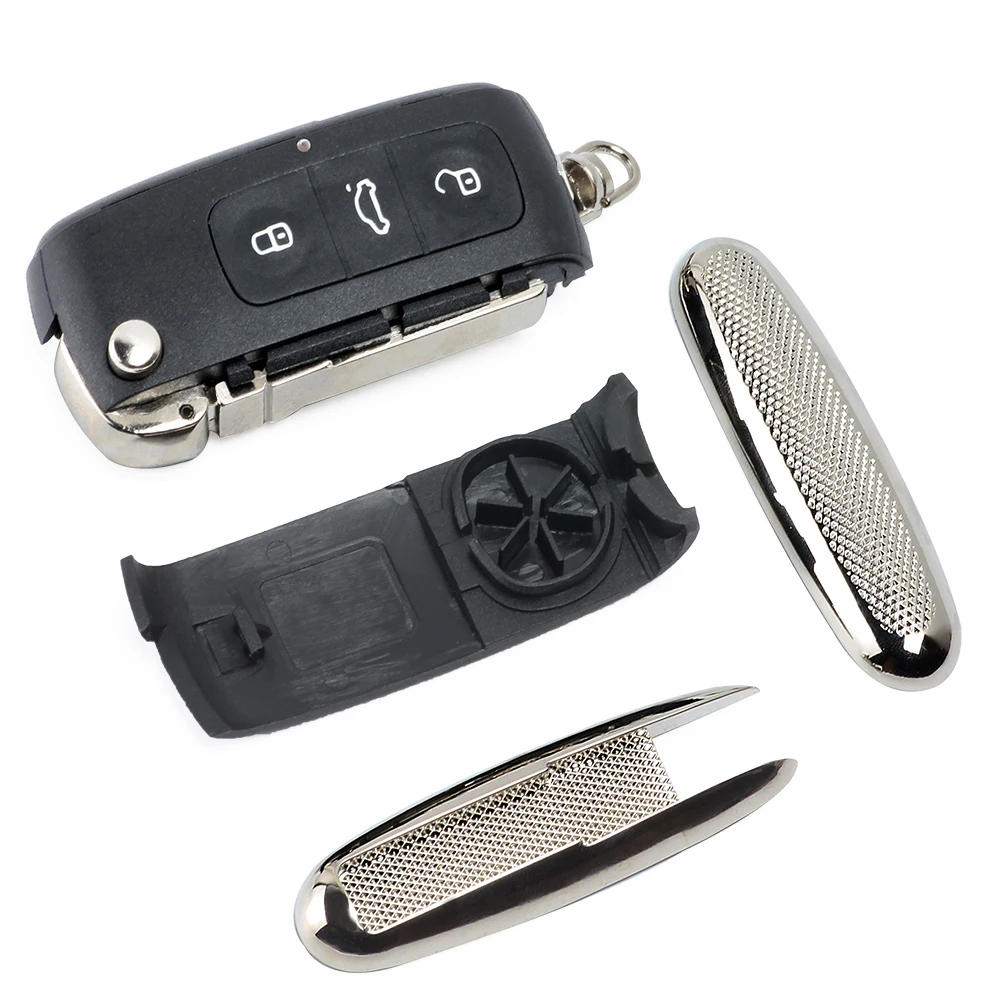 KEYECU 3 кнопки изменение откидная оболочка ключа дистанционного управления для Volkswagen Passat, Tiguana, Polo, Bora, Caddy+ Uncut Blade