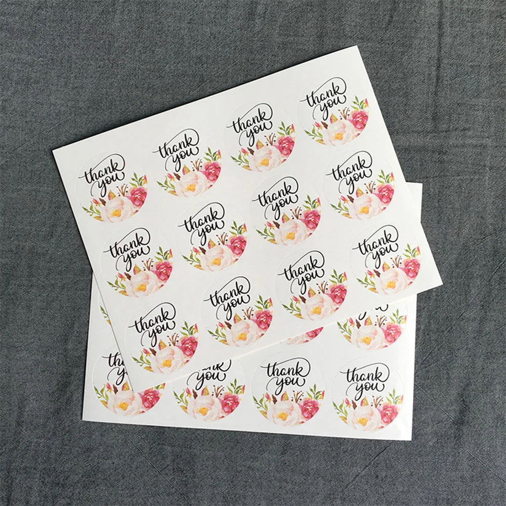 

120Pcs Flower Round Thank You Handmade Cake Packaging Sealing Label Kraft Sticker Baking DIY Gift Stickers