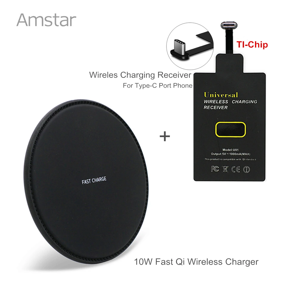 Amstar Fast Qi Wireless Charger Charging Pad 10W Wireless Fast Charger