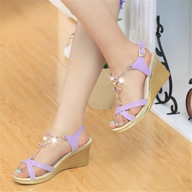 Buy small size shoes women summer rhinestone sandalia