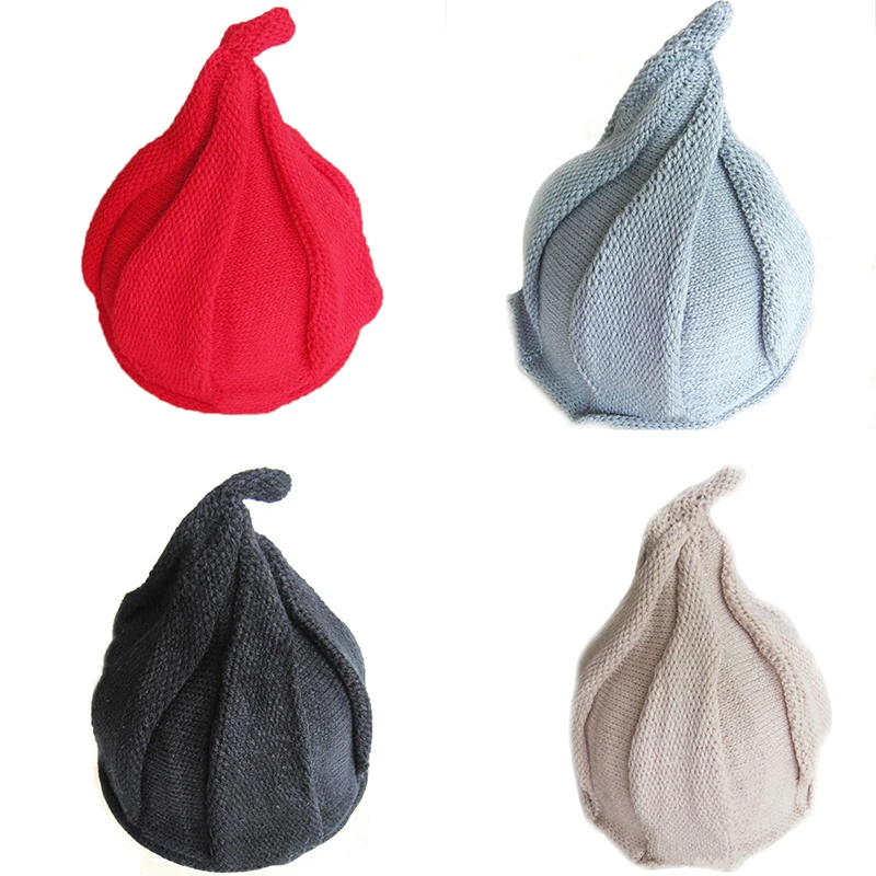 

Kids Windmill Cap Candy Color Child Winter Knitted Hat Autumn Winter Warm Pointed Hat Boys Girls Warm Cap