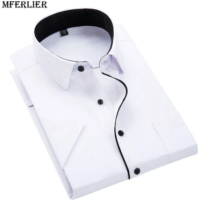 الصيف الرجال زائد كبيرة حجم 14XL مخطط قميص العمل الأعمال قصيرة الأكمام أكبر 7XL 8XL اللباس قميص 9XL 10XL 11XL 12XL 13XL قمصان