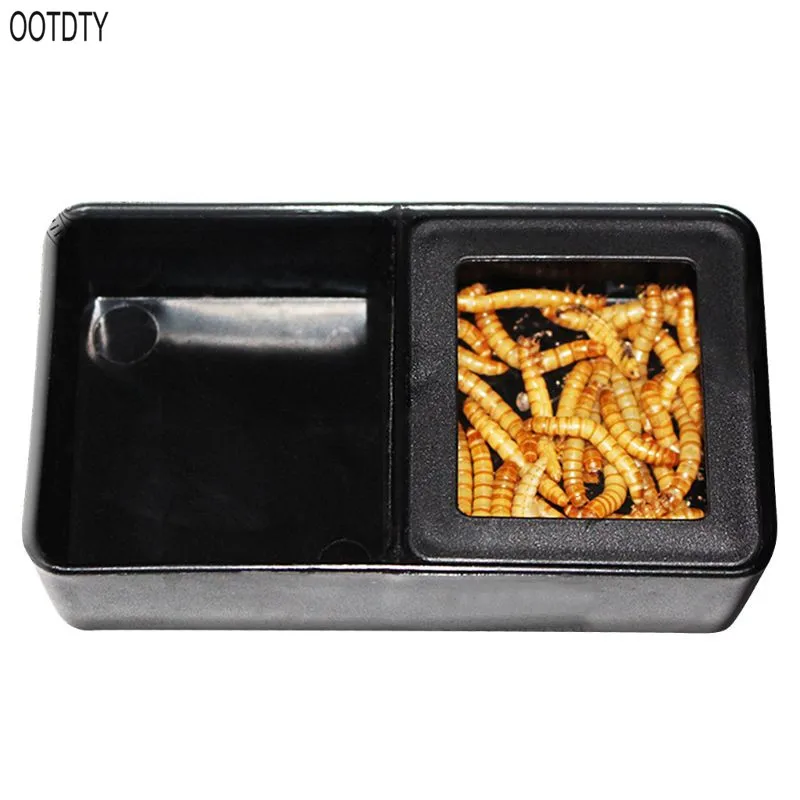

OOTDTY Black Plastic Reptiles Water Food Box Terrarium For Feeding Breeding Insect Turtle Pet