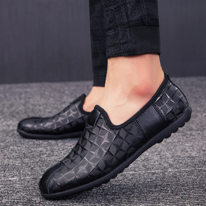 Peso Anti Homens Confortáveis Leve Motorista Pretos Sapatos Novos De Flats Masculinos Preguiçosos Deslizamento Caminhada Casuais Black Jovens 6SBPSn4