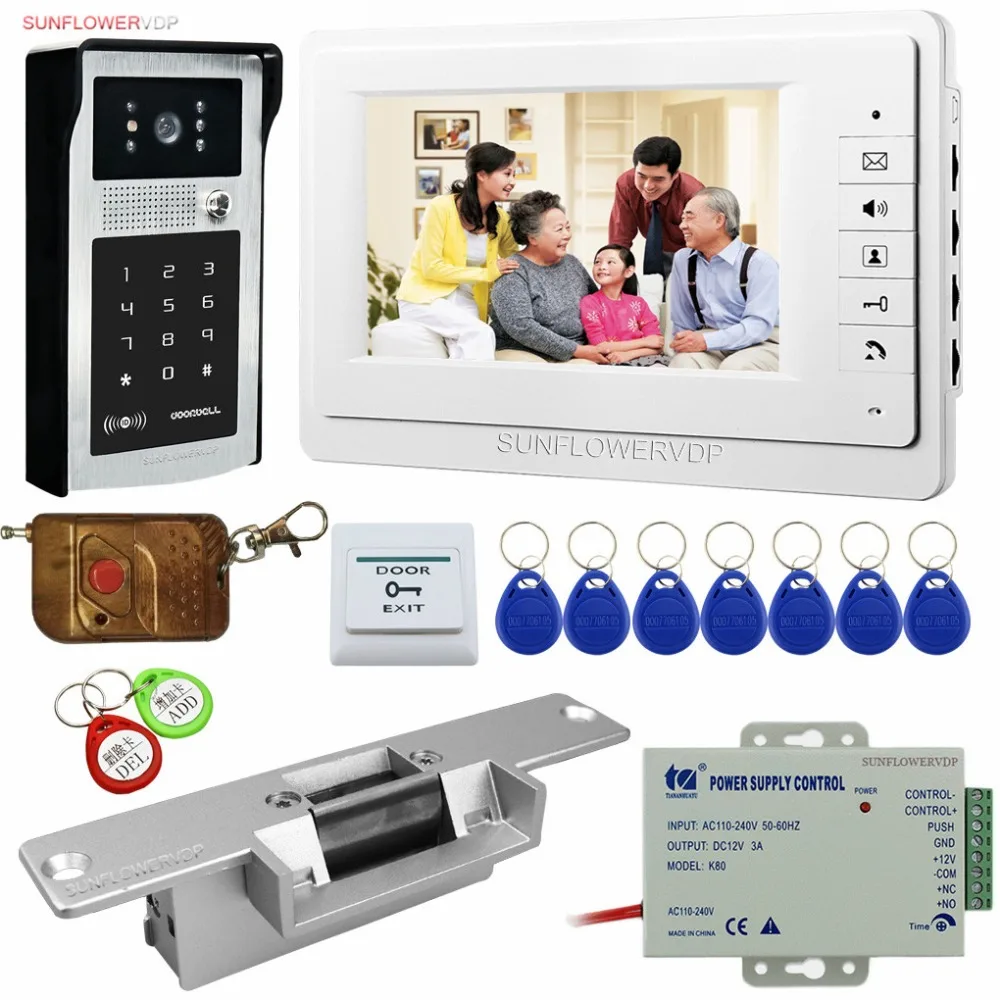 Rfid Keypad Camera Intercom Video-Eye With 7\ Color Screen Video Door Phone Wireless Remote Control Unlock Electric Strike Lock Rfid Keypad Camera Intercom Video-Eye With 7\ Color Screen Video Door Phone Wireless Remote Control Unlock Electric Strike Lock
