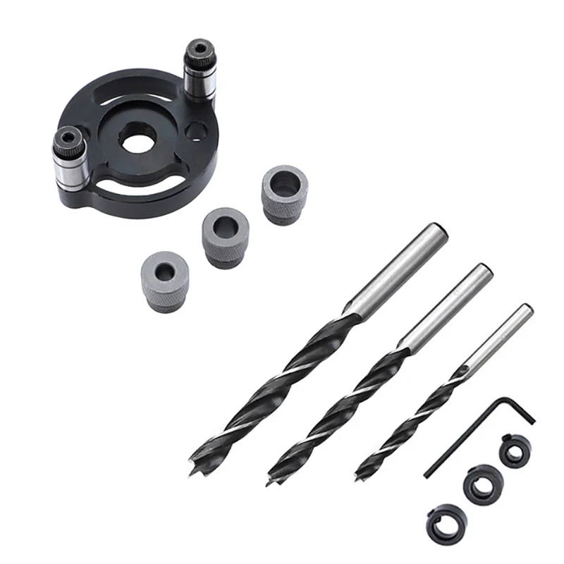 

Pocket Hole Jig Vertical Self-Centering 6 8 10Mm Dowel Jig Aluminum Alloy Hole Drill Guide Hole Puncher Locator Woodworking To