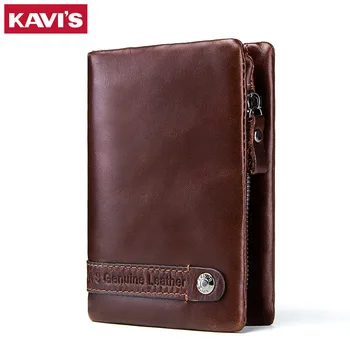 

KAVIS Genuine Leather Wallet Men Card Holder and Coin Purse Rfid Magic Walet PORTFOLIO MAN Portomonee Mini Vallet Travel Cover