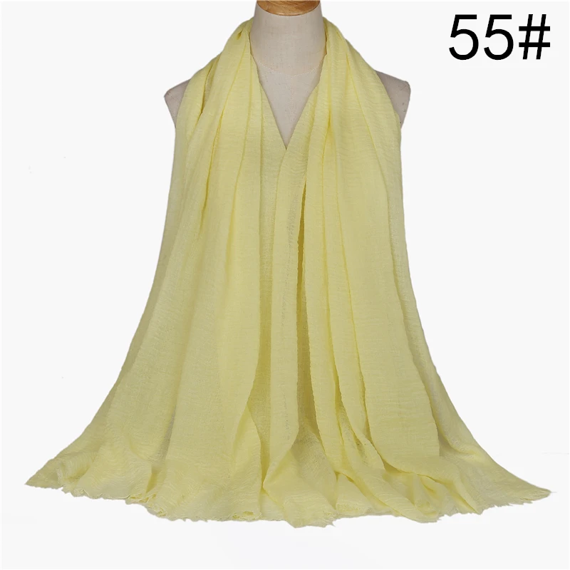Зимний женский шарф, чистый мягкий хлопок, хиджабы, шарфы для девушек, шали и палантины, Женский пушистый Простой Большой размер, Пашмина бандана - Цвет: 55