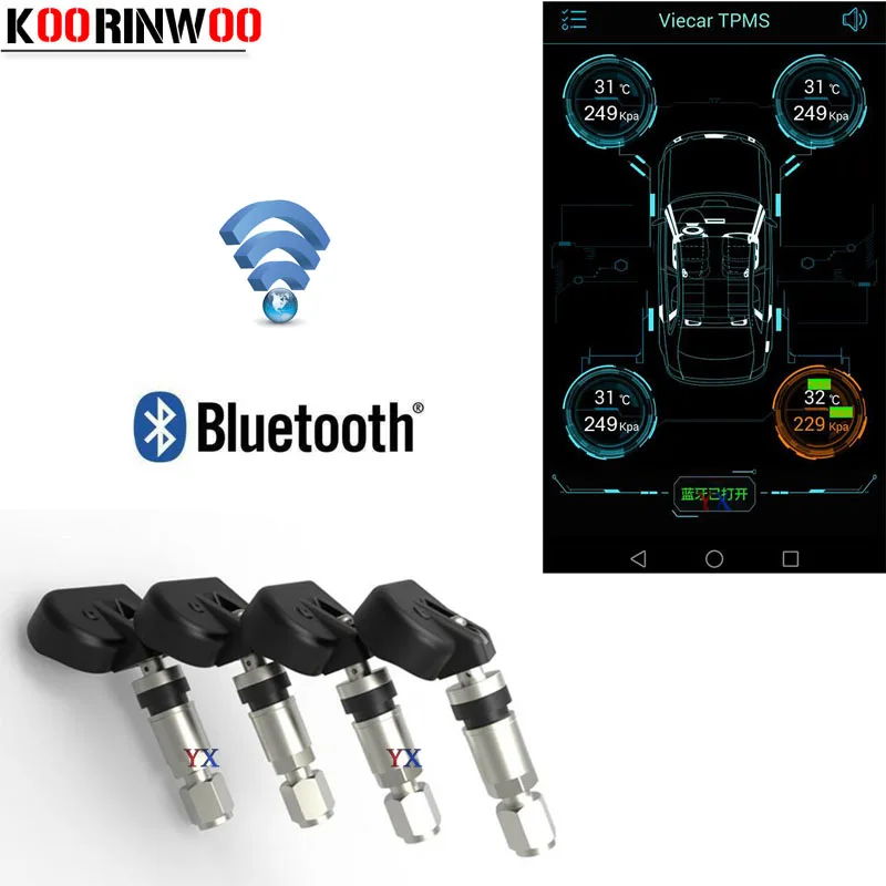 KOORINWOO Wireless TPMS Bluetooth 4.0 Car Tire Pressure Sensors Alarm Monitoring System Internal