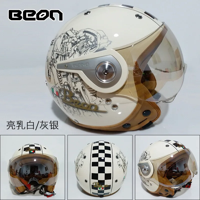 Moto rcycle шлем Beon винтажный с открытым лицом moto s cask гоночный дорожный шлем capacete реактивный шлем мото электромобиль ECE - Цвет: milk white