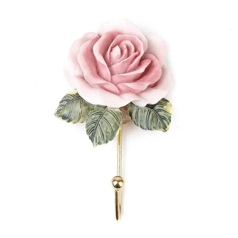 

OUNONA 2pcs Lovely Rose Decoration Wall Mounted Towel Hanger Holder Organizer