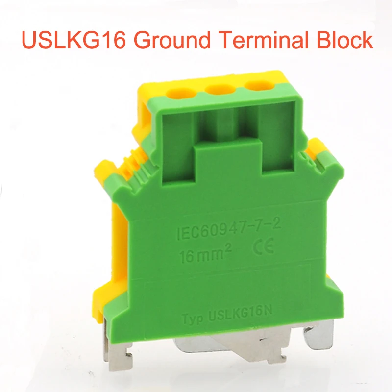 5/10 шт. Din рейка крепление заземления винтовой Клеммная колодка USLKG16 Bornier