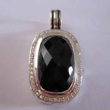 شراءالصلبة 925 الفضة مجوهرات 21X12 مللي متر الأسود الجزع محسن تصميم مجوهرات الأزرق توباز Wowen قلادة عيد الميلاد هدايا عيد هدايا
