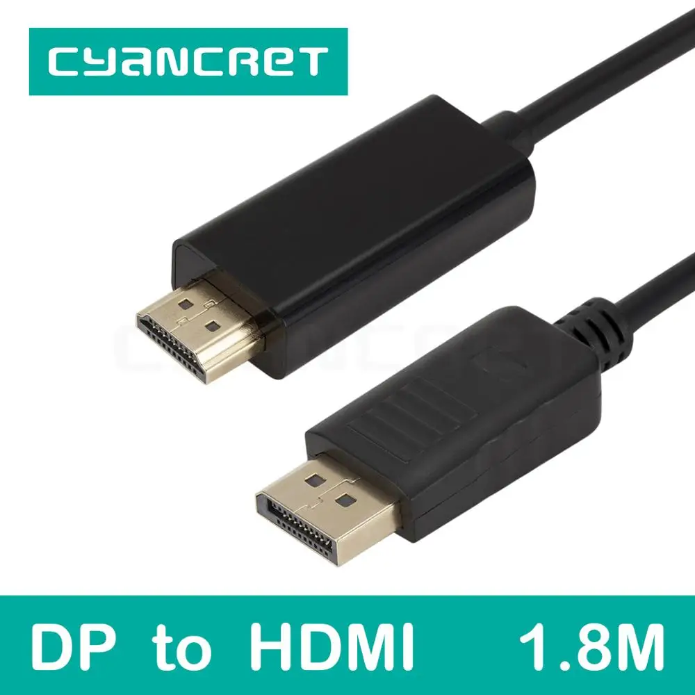 Video Cable Displayport DP to HDMI Port Cable 1.8M Male-Male Transmits HD Video for Computer TV Monitor Projector Support 1080P Video Cable Displayport DP to HDMI Port Cable 1.8M Male-Male Transmits HD Video for Computer TV Monitor Projector Support 1080P