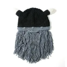 Новые мужские шапки бини Рога ручной работы зимние теплые модные подарки на день рождения забавные кляп шапка на Хэллоуин