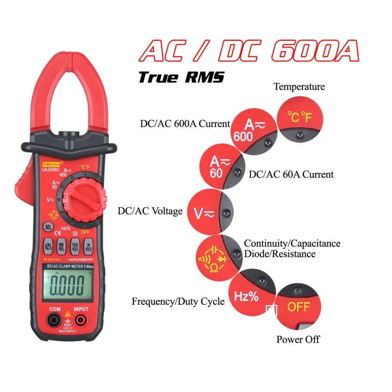600A Цифровой мультиметр постоянного тока переменного тока тестер Клещи для тестирования сопротивления напряжение диод Емкость CE сертифицировано