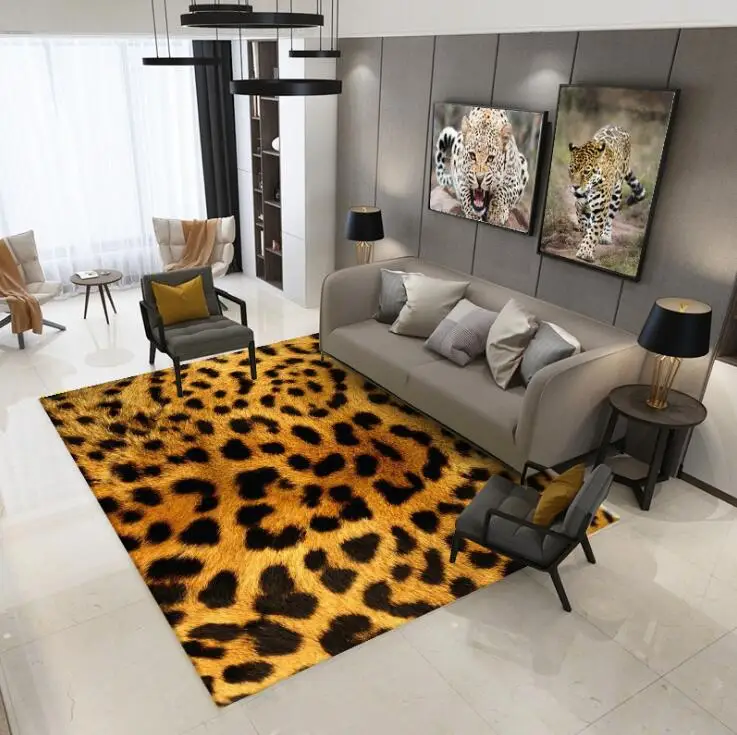 Nordic style Large Size Flannel Area Rug Animal Imitation Leopard Living Room Bedroom Carpet Blanket Soft Blanket floor Mat