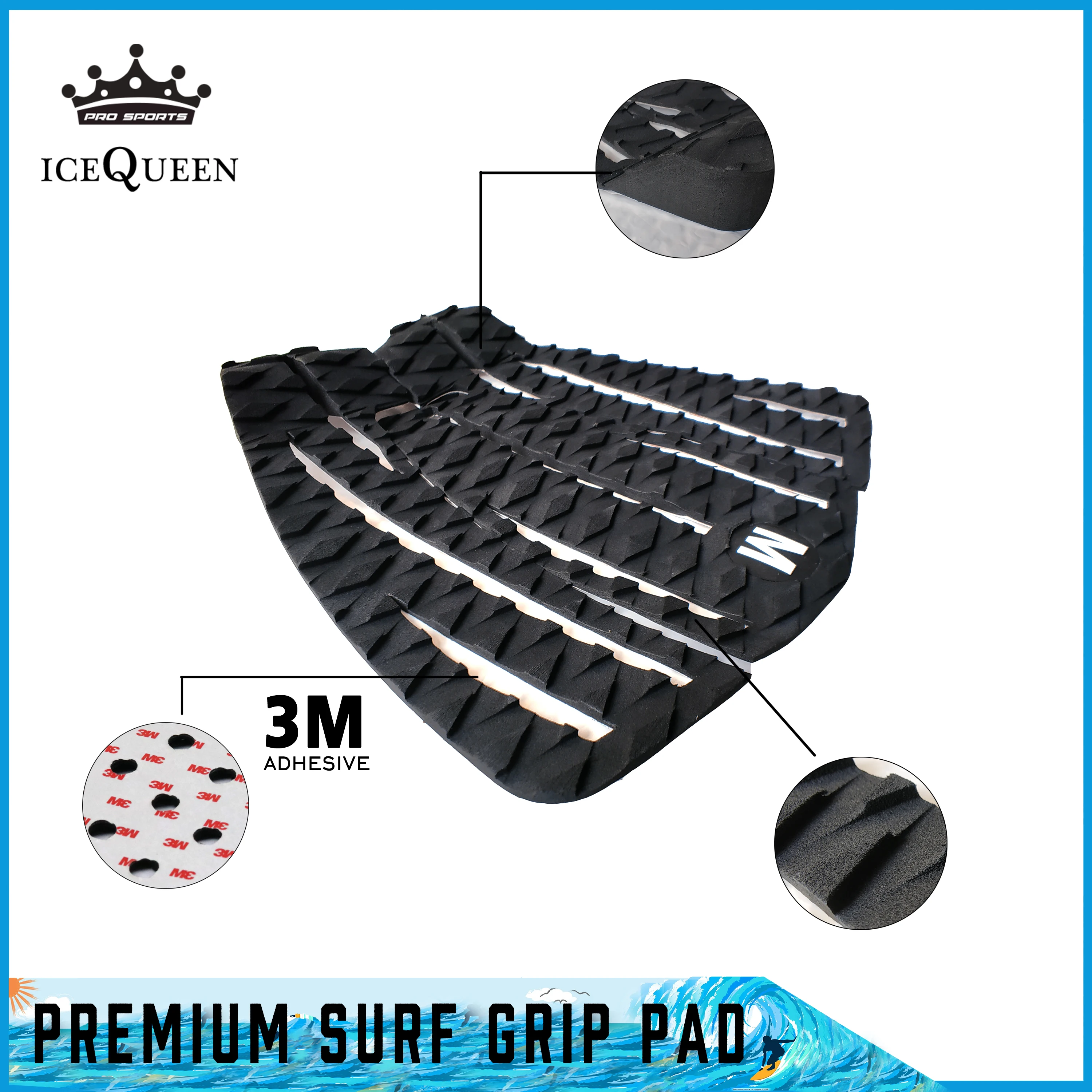 

Free shipping Pro Surf Traction Pad with the stickiest 3M Adhesive Surf Deck Grip Pad for all boards