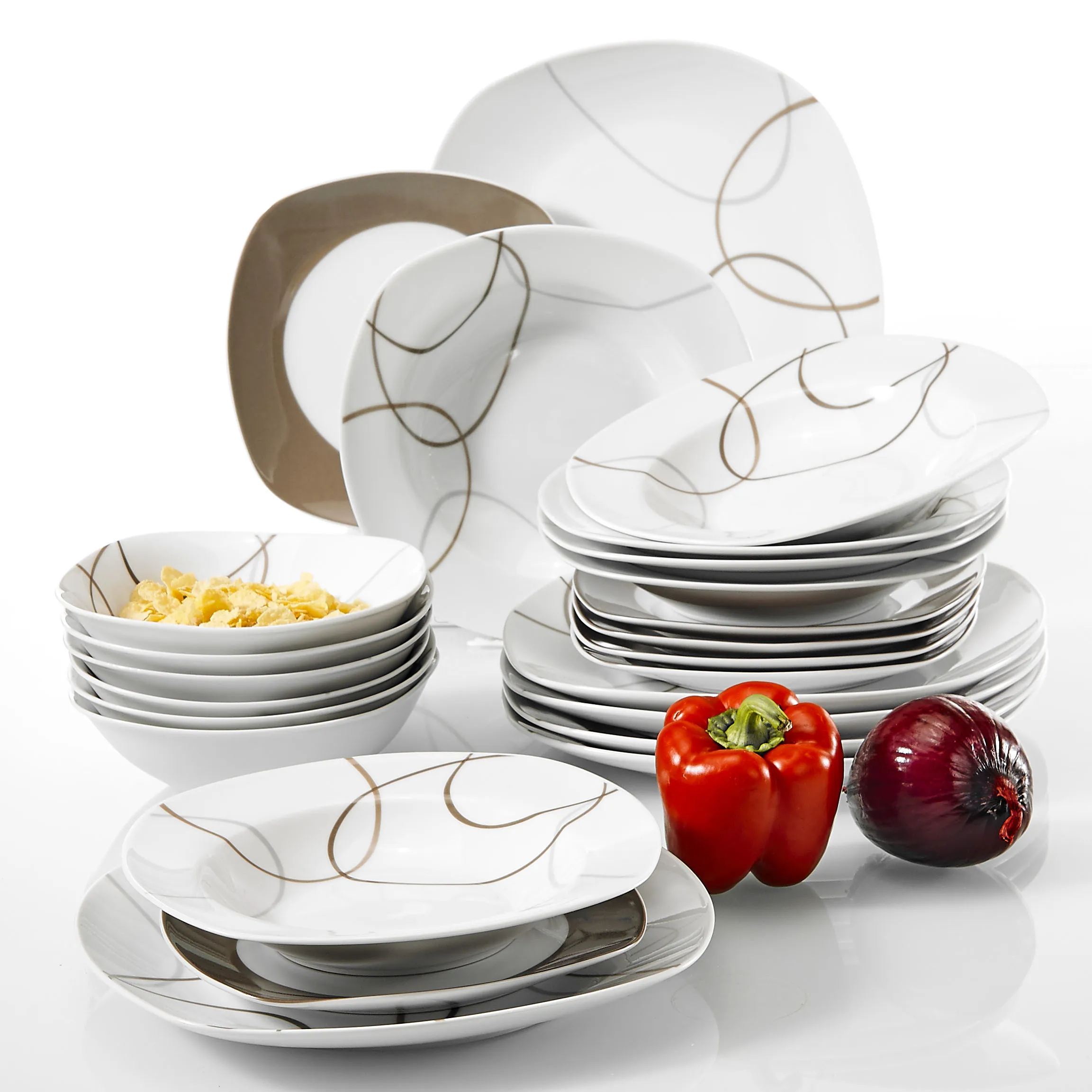Veweet Nikita 24 Piece Kitchen Dinner Combi Set Porcelain Tableware Plate Set With Bowls Dessert Plate Soup Plates Dinner Plate Dinnerware Sets Aliexpress