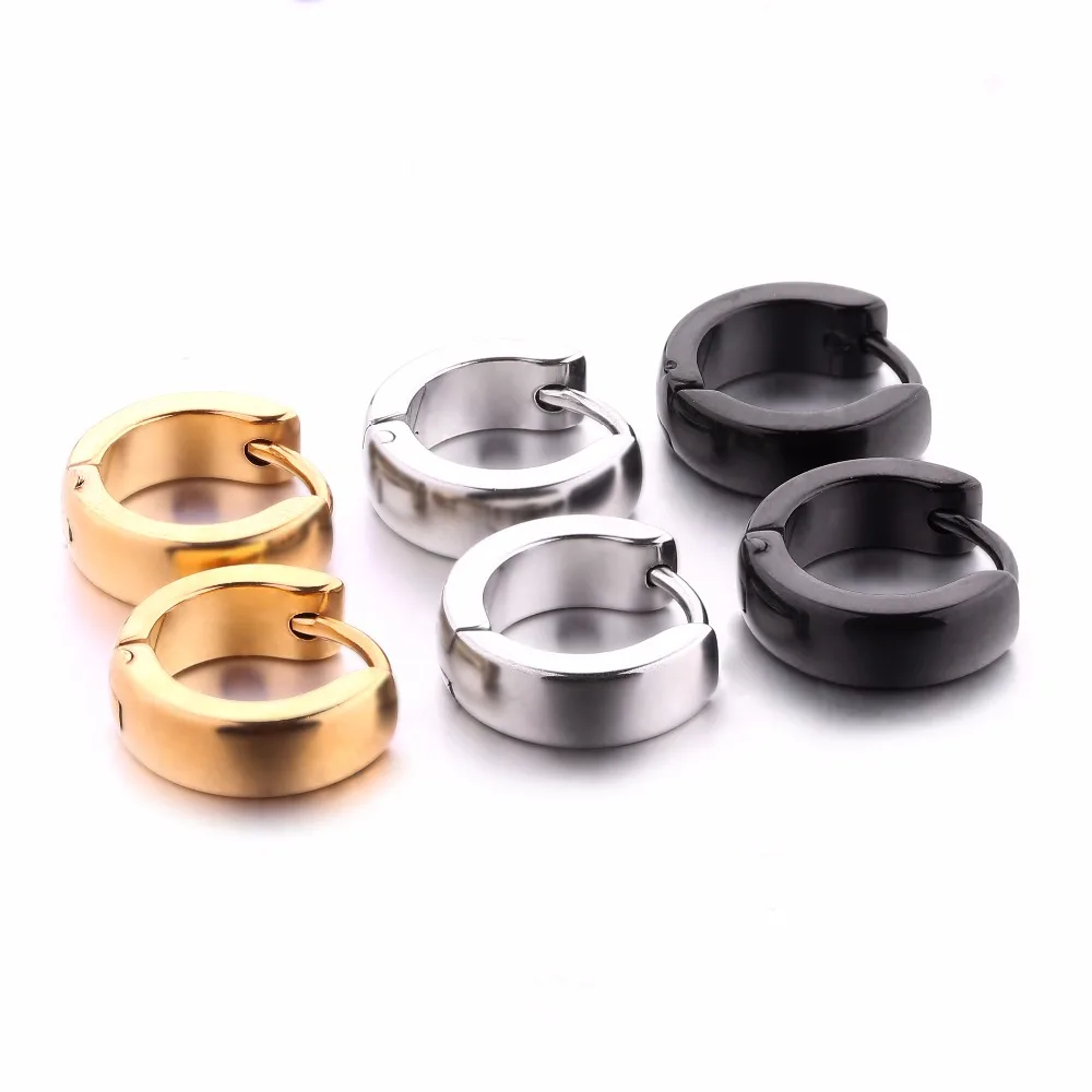 

1 Pair Sliver Black Gold Color Hoop Earring Stainless Steel Punk Rock Small Hoop Earring for Men Unisex Earring Jewelry