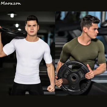 

Maoxzon Men's Mesh Body Shapers Fitness Tank Tops Short Sleeve T-Shirt For Male Tight Fitting Shaper Vests Slimming Underwear XL